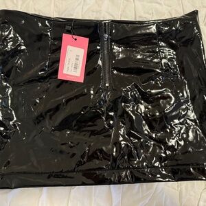 Edikted black vinyl micro mini skirt